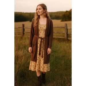 Vertigo Paris XL Angora Blend Mocha Brown Belted Sweater‎ Boho Cottagecore NWT